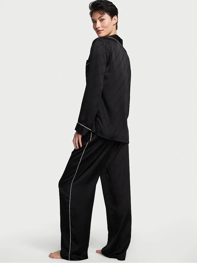 Pijama-Pantalon-de-Satin-Negro