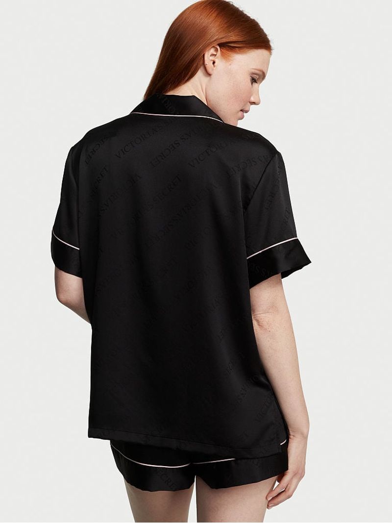 Pijama-short-de-Satin-Negro
