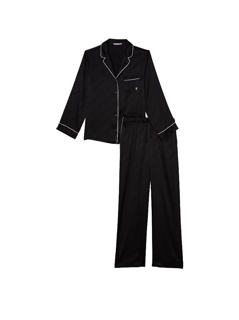 Pijama-Pantalon-de-Satin-Negro