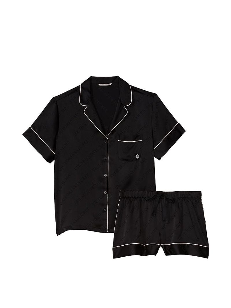 Pijama-short-de-Satin-Negro