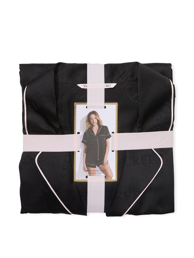 Pijama-short-de-Satin-Negro